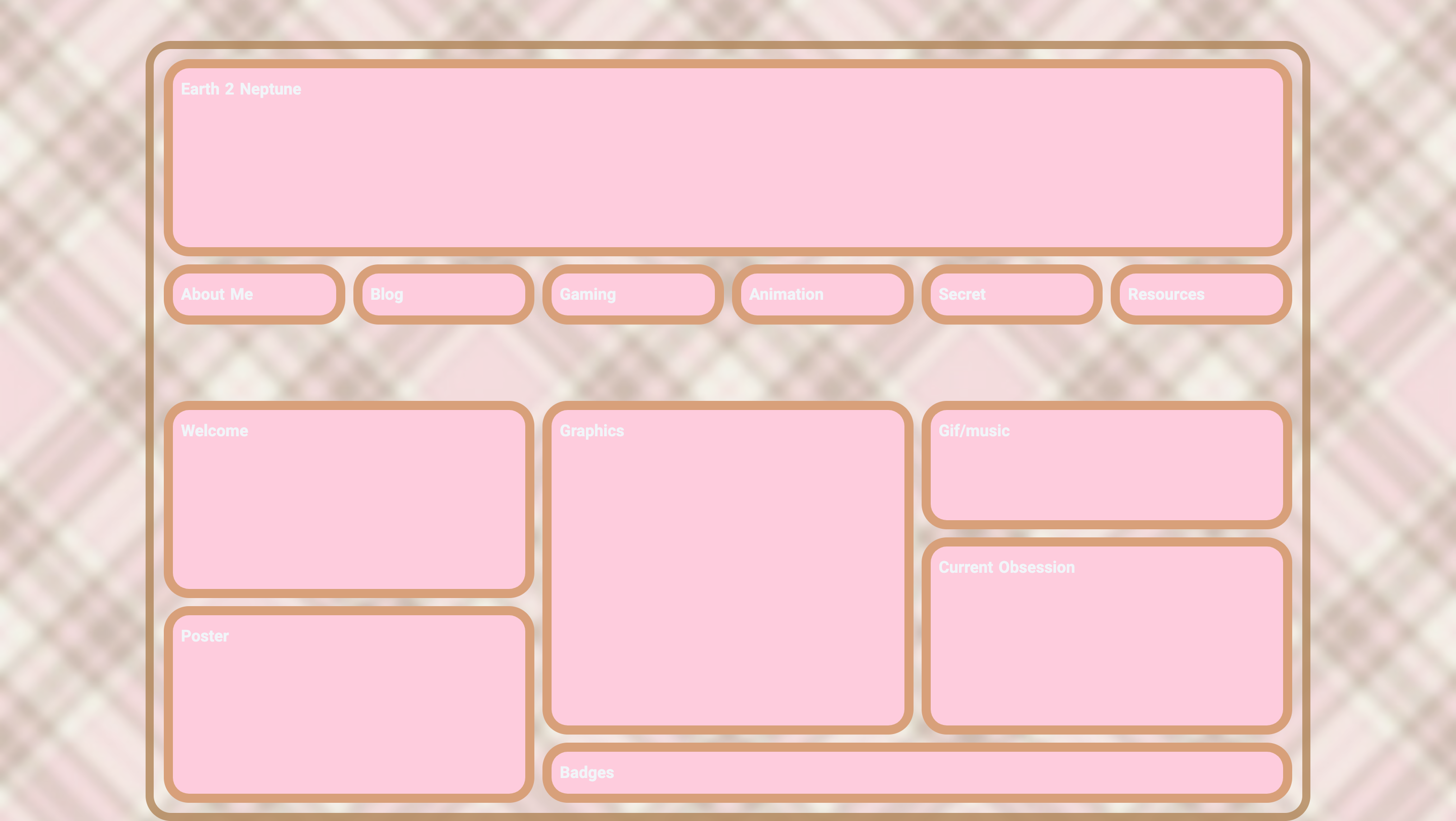 screenshot of my pink website layout, a work in progress.